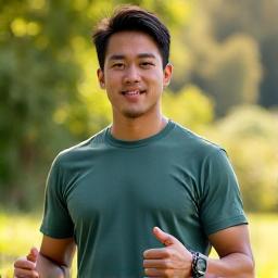 David Park, a community wellness coach, leading an outdoor fitness session in a park.