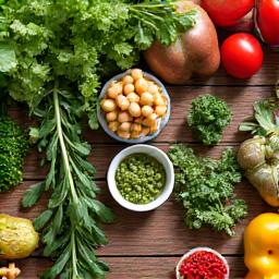Fresh salad ingredients and healthy meal prep items