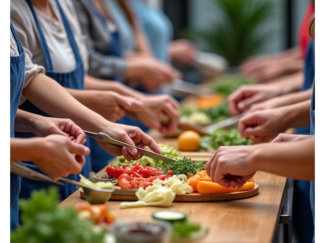 Hands-on healthy cooking class session