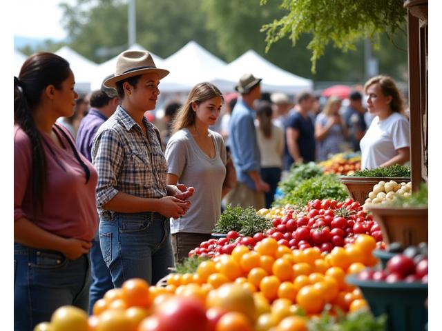 Group exploring a Sacramento farmers market with a guide