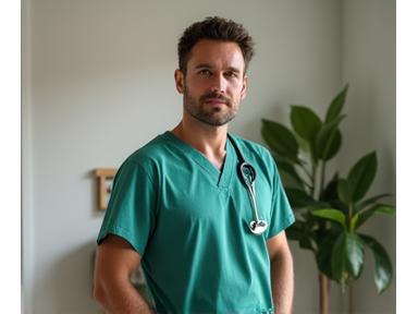 David S., a healthcare professional, looking rested and healthy, posing in a calm home environment, representing successful management of irregular sleep patterns.