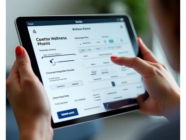 An intuitive digital interface showing sliders and toggles for adjusting wellness plan parameters like 'activity level', 'meal preference', and 'sleep goal', with real-time visual feedback on a screen.